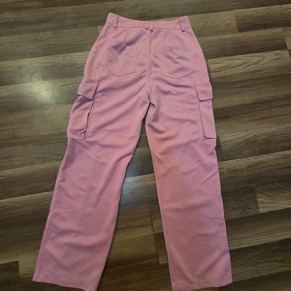 Pink High Waisted Cargo Pants